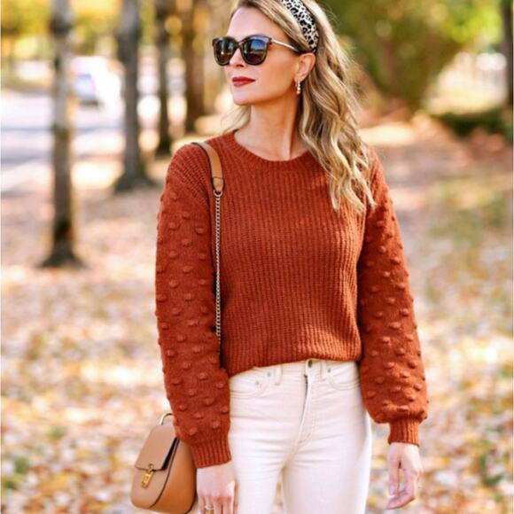Madewell Bobble Pullover Sweater Rust Burnished Mahogany AC798 Size S - Picture 1 of 13